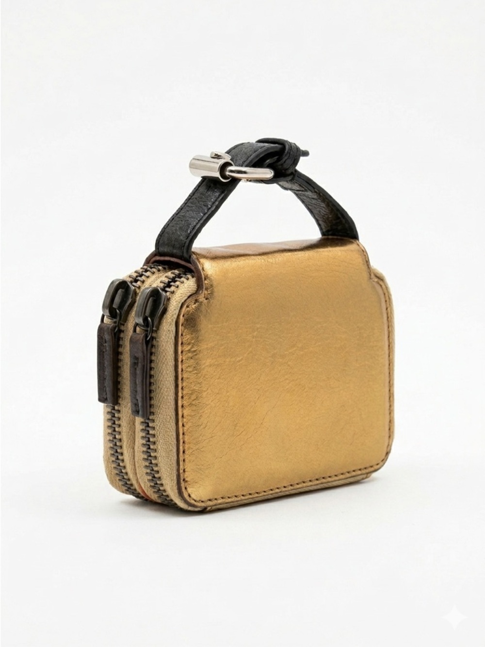 3.1 Phillip Lim Metallic Gold Leather Top Handle Zip Wallet